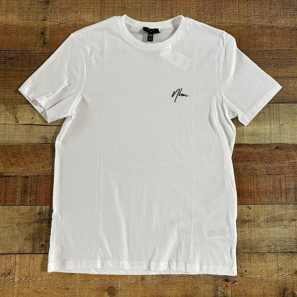 New Look Men's Short Sleeve Tee T-shirt with Embroidery in White -M
